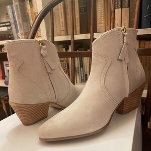 Boden Ivory Suede Ankle Boots